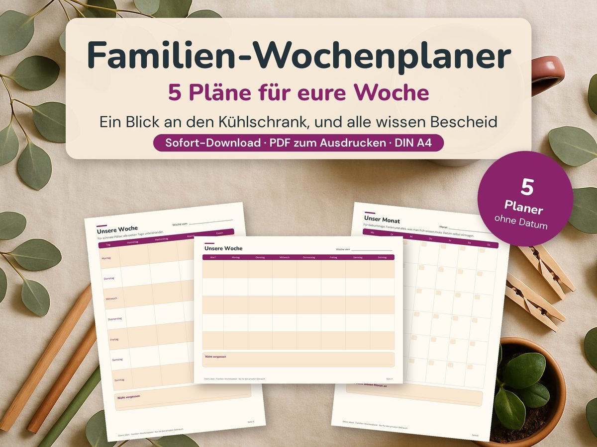 Familien-Wochenplaner – Vorlage zum Ausdrucken