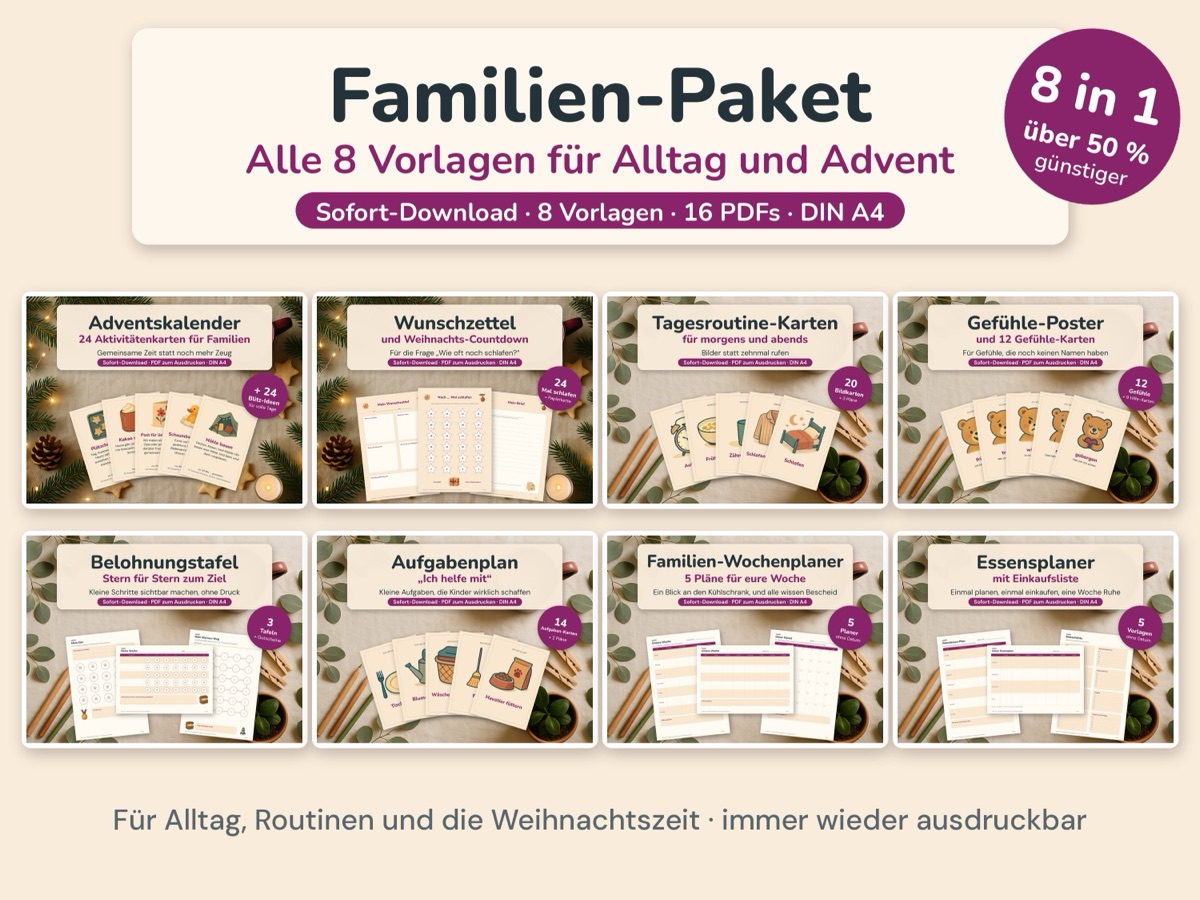 Familien-Paket: alle 8 Vorlagen – Vorlage zum Ausdrucken