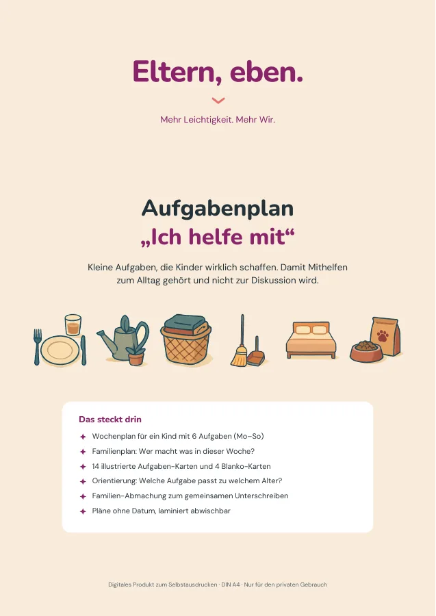 Aufgabenplan „Ich helfe mit“